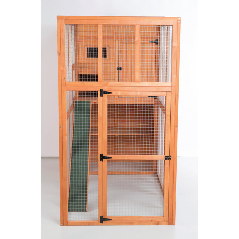 TRIXIE natura Wooden Cattery Fully Covered Outdoor Cat Enclosure Retreat with Ramp